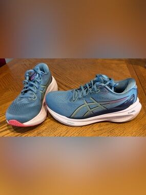 Asics Women's Teal Blue Running Shoes with Pink Accents